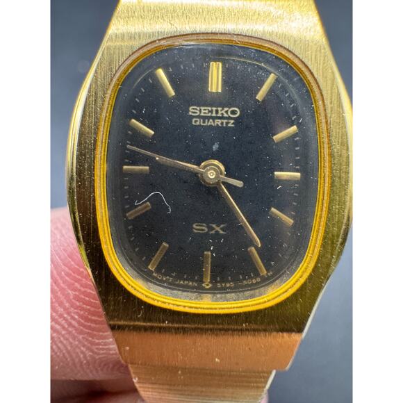 Vintage Seiko SX Quartz Gold Tone 5Y95-5040 Black Dial Women\'s Watch 18mm main image 5